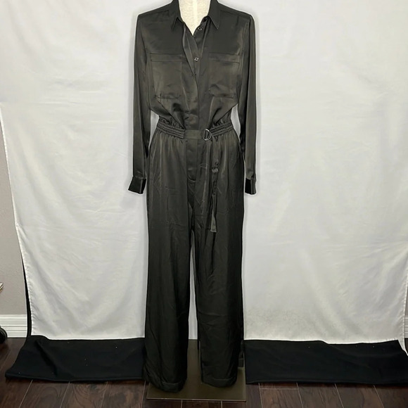 French Connection Enid Crepe Jumpsuit in Dark Slate - NEW- Size 10 - Picture 3 of 9